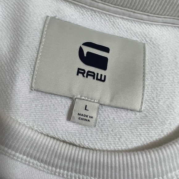 G-Star RAW Mens GSRD Sweater Large White Long Sleeve Casual Pullover Sweatshirt. - Picture 8 of 8